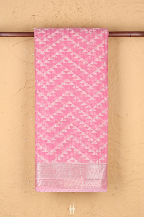 Kota Cotton Saree In Pink With Chevron Design