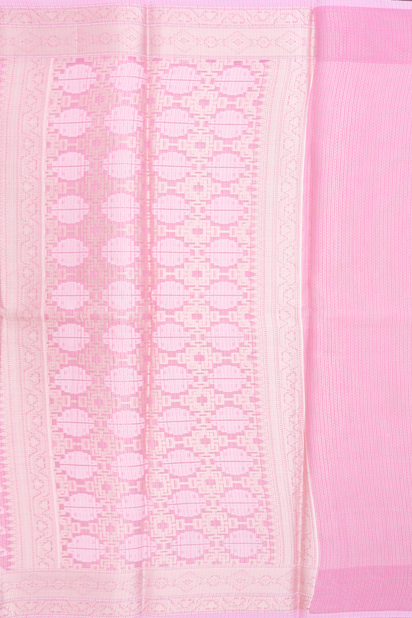 Kota Cotton Saree In Pink With Chevron Design