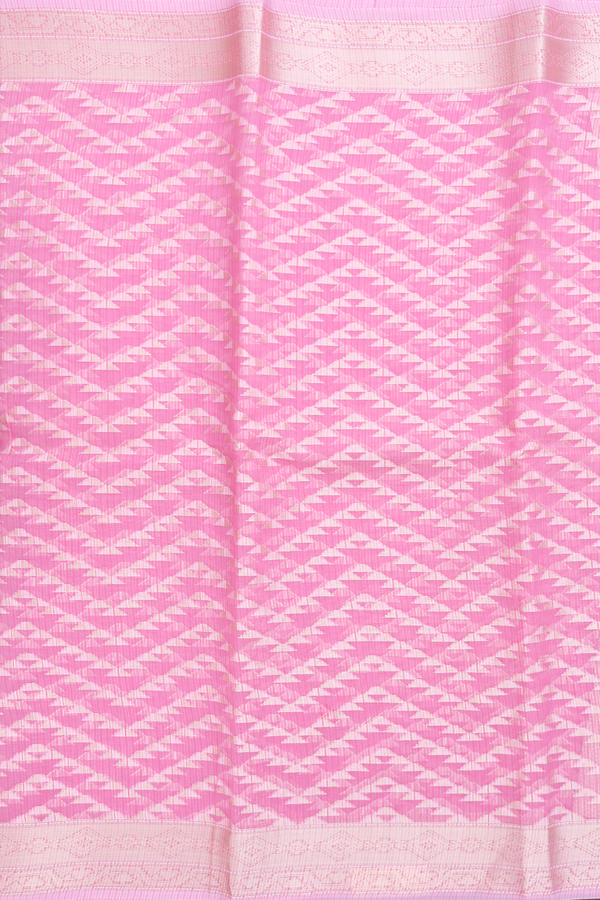 Kota Cotton Saree In Pink With Chevron Design