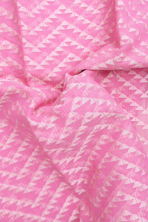 Kota Cotton Saree In Pink With Chevron Design