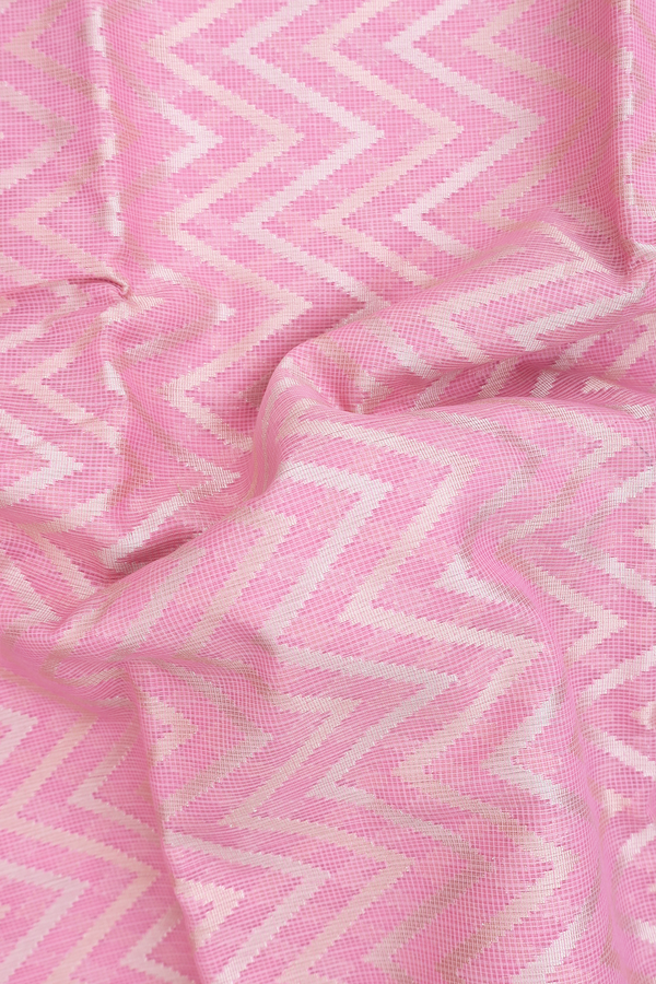 Kota Cotton Saree In Pink With Chevron Design