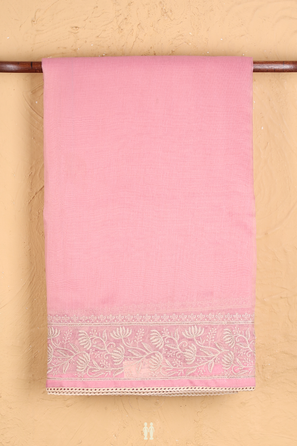 Kota Cotton Saree In Pink With Floral Border