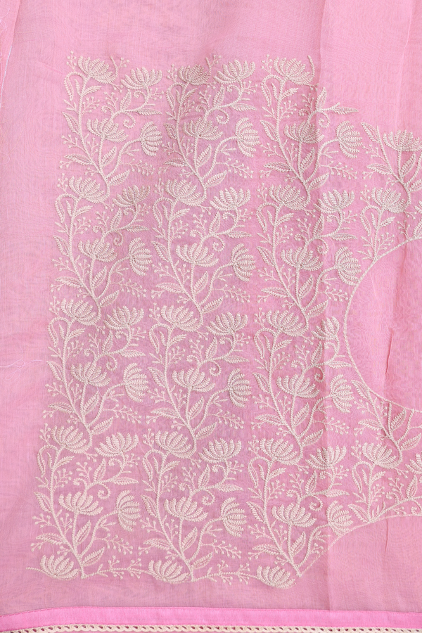 Kota Cotton Saree In Pink With Floral Border