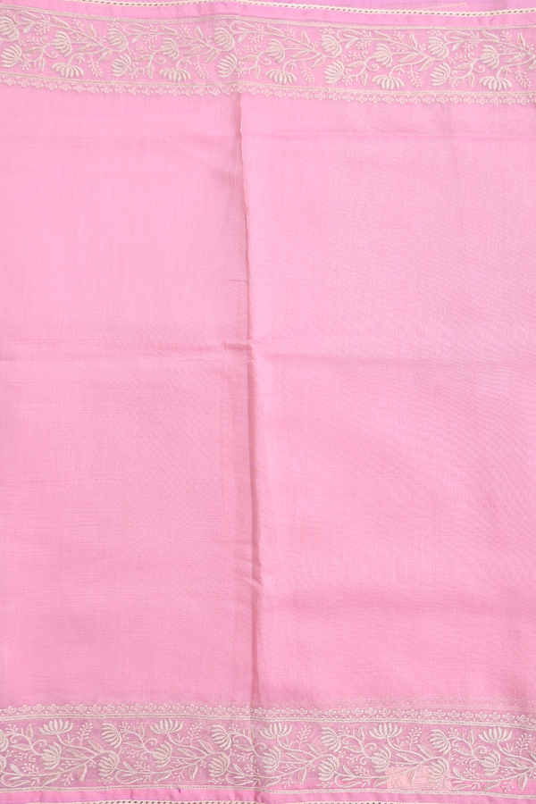 Kota Cotton Saree In Pink With Floral Border