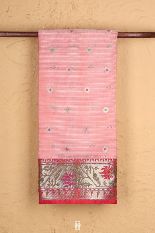 Kota Cotton Saree In Pink With Floral Buttas