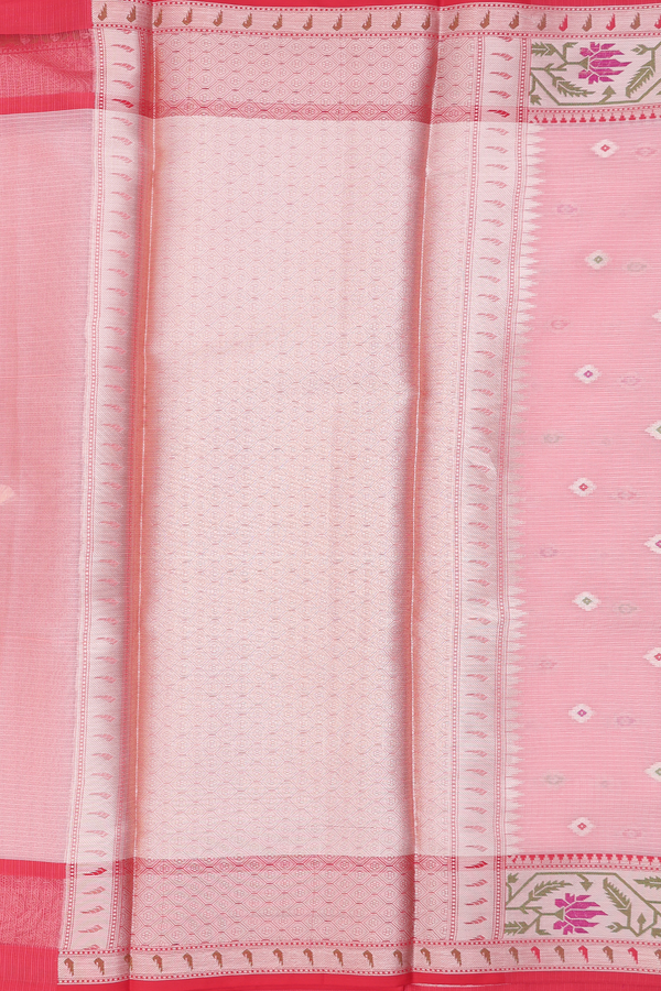 Kota Cotton Saree In Pink With Floral Buttas