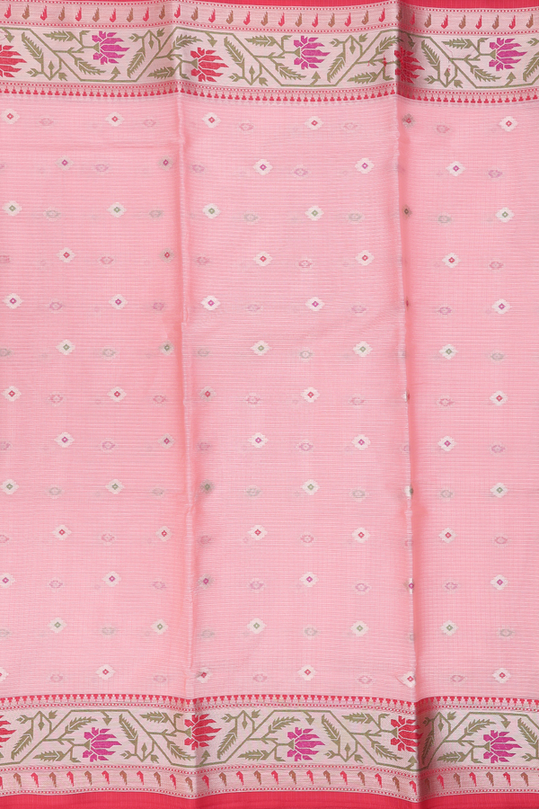 Kota Cotton Saree In Pink With Floral Buttas