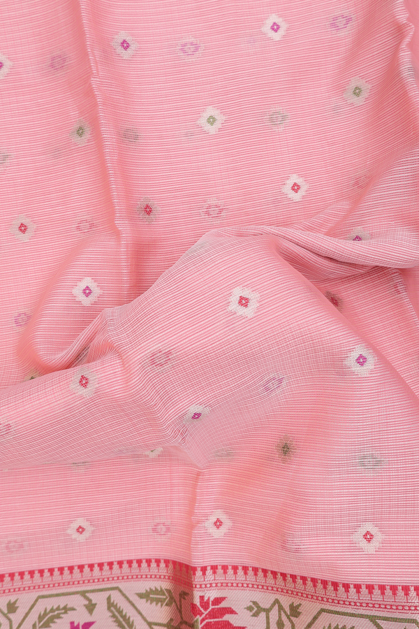 Kota Cotton Saree In Pink With Floral Buttas