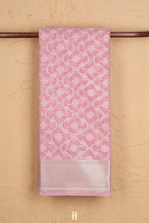 Kota Cotton Saree In Pink With Floral Design