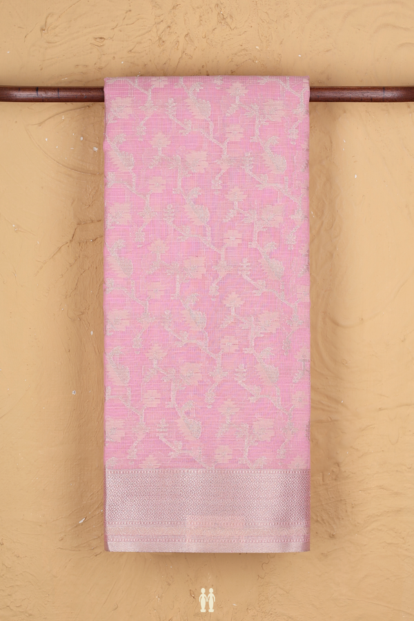 Kota Cotton Saree In Pink With Floral Design