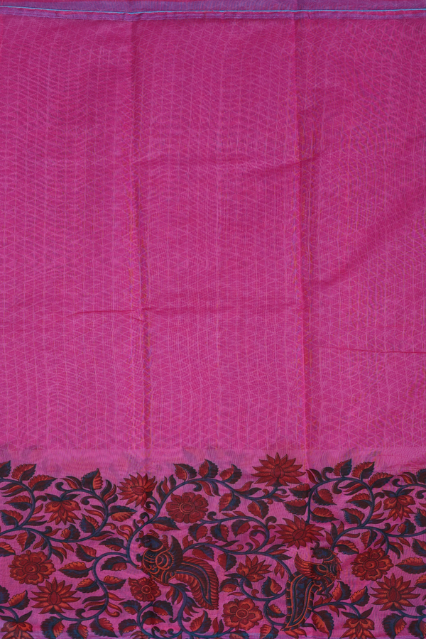 Kota Cotton Saree In Pink With Floral Design