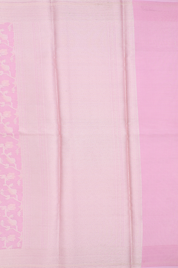 Kota Cotton Saree In Pink With Floral Design