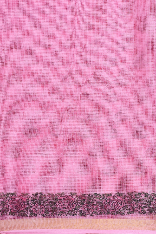 Kota Cotton Saree In Pink With Floral Design