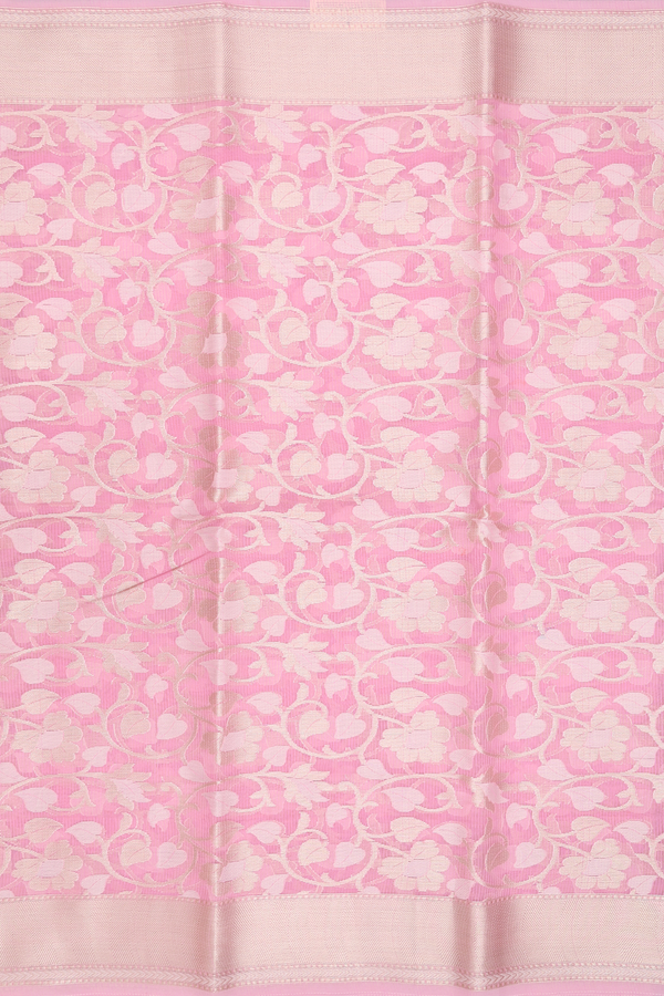 Kota Cotton Saree In Pink With Floral Design