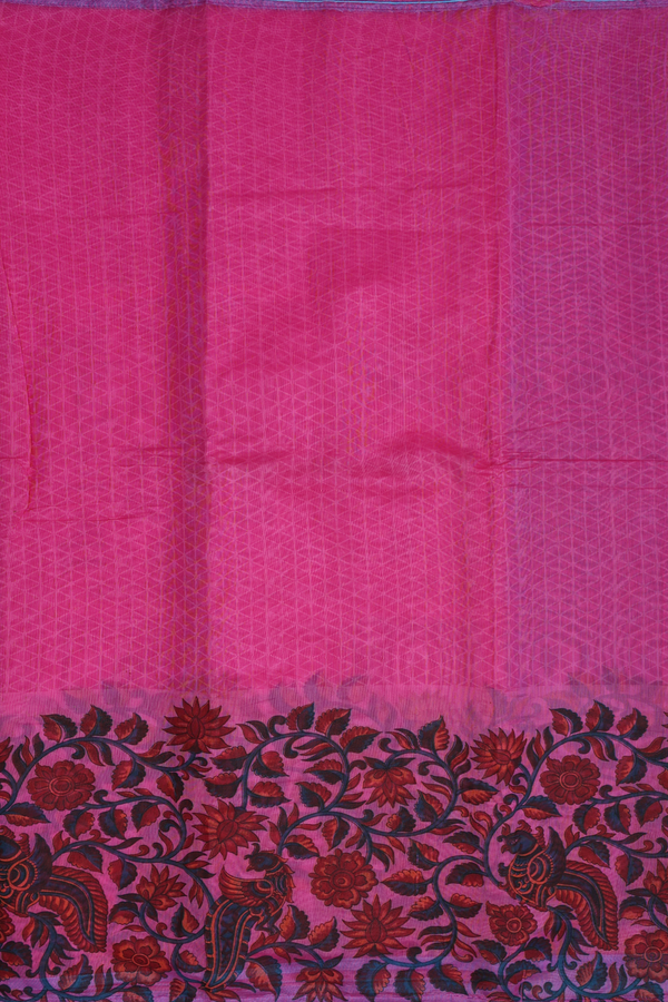 Kota Cotton Saree In Pink With Floral Design