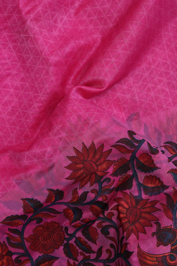 Kota Cotton Saree In Pink With Floral Design