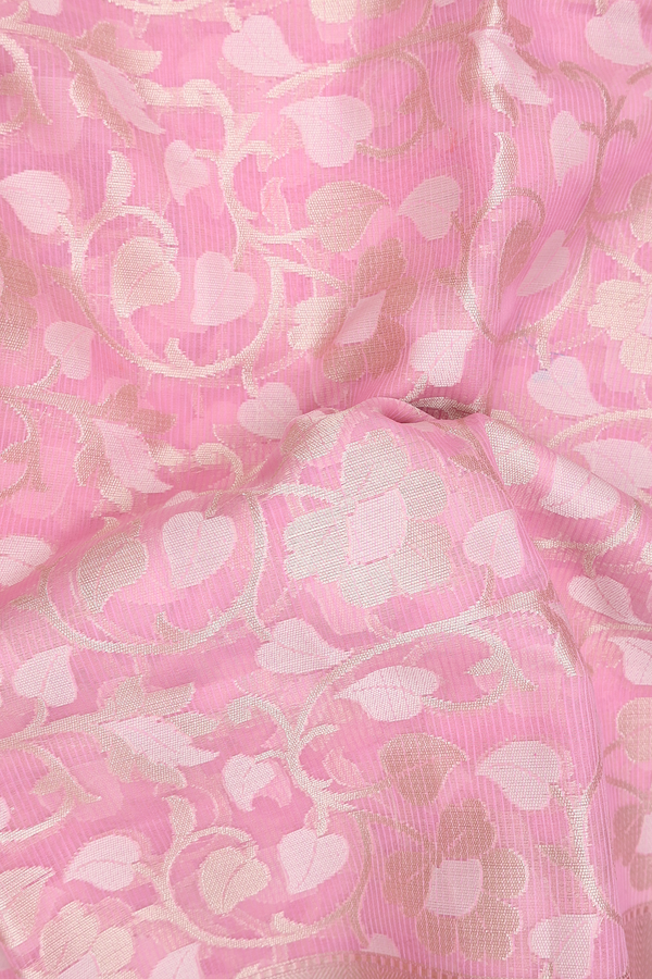 Kota Cotton Saree In Pink With Floral Design
