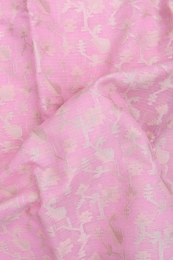 Kota Cotton Saree In Pink With Floral Design