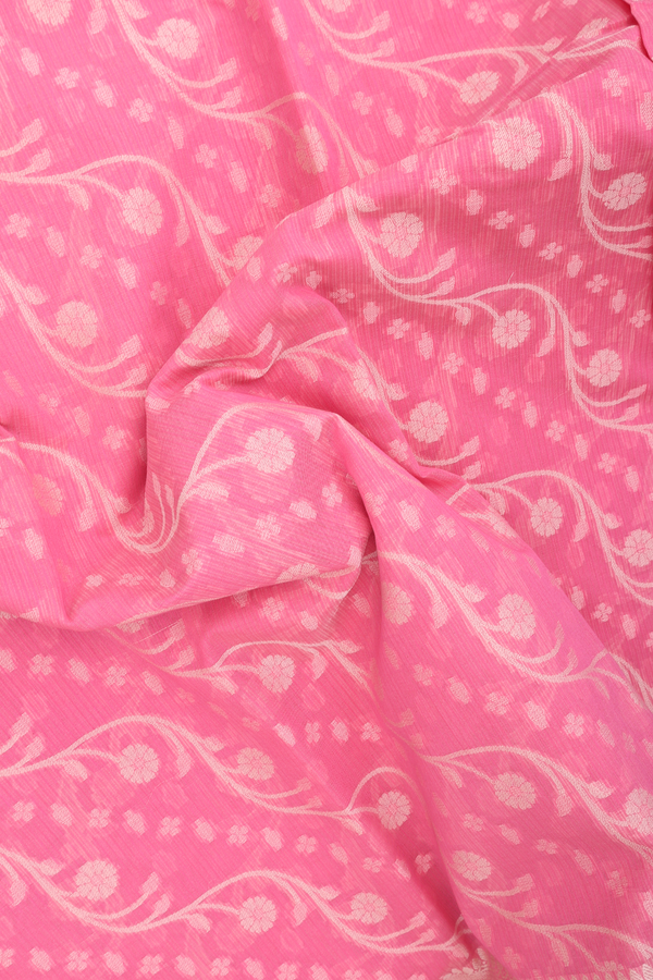 Kota Cotton Saree In Pink With Floral Design