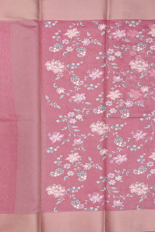 Kota Cotton Saree In Punch Pink With Embroidered Design