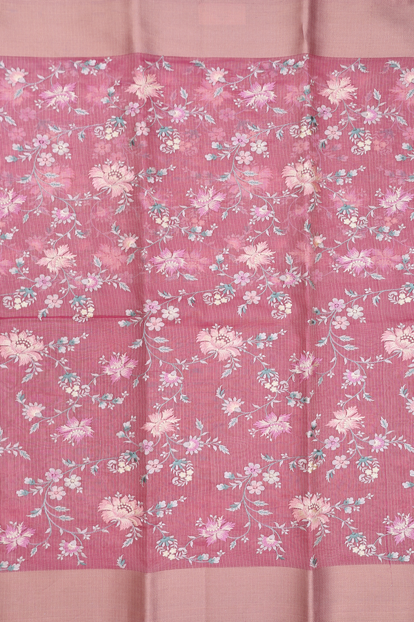 Kota Cotton Saree In Punch Pink With Embroidered Design