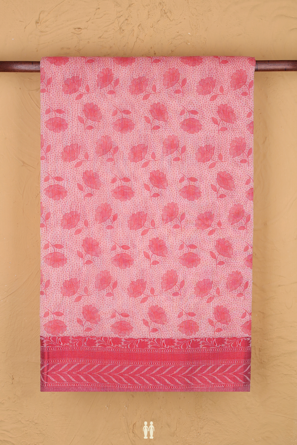 Kota Cotton Saree In Pink With Floral Printed Design