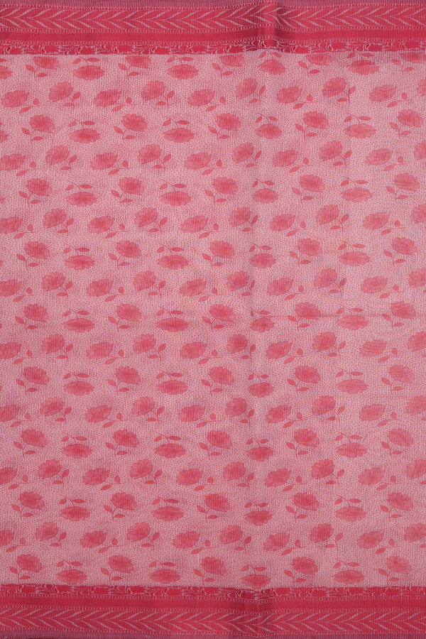 Kota Cotton Saree In Pink With Floral Printed Design