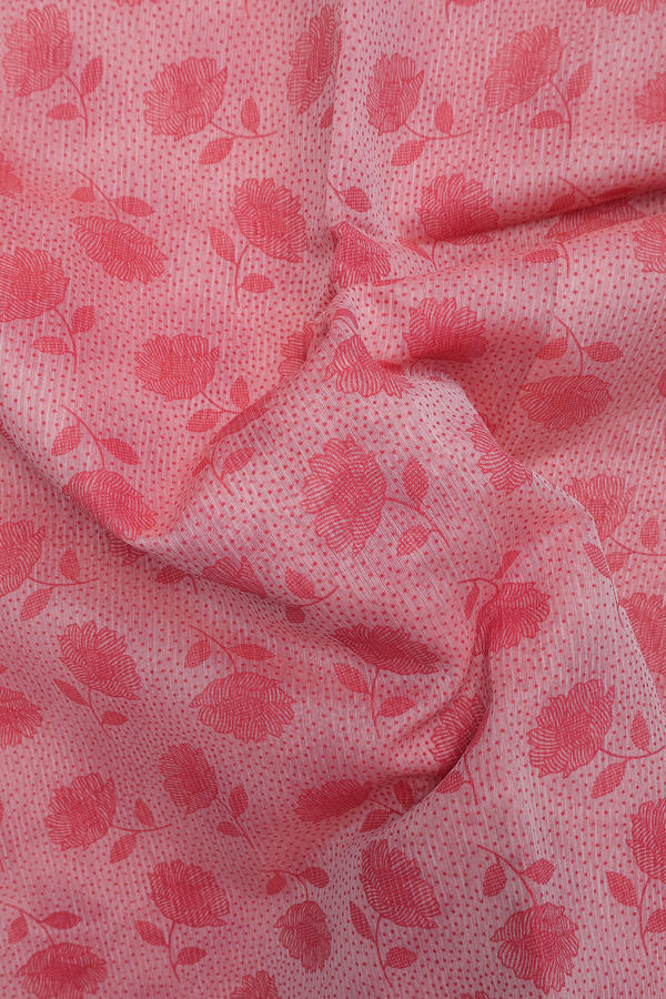 Kota Cotton Saree In Pink With Floral Printed Design