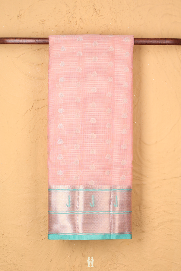 Kota Cotton Saree In Pink With Zari Buttas
