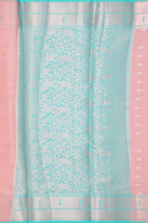 Kota Cotton Saree In Pink With Zari Buttas