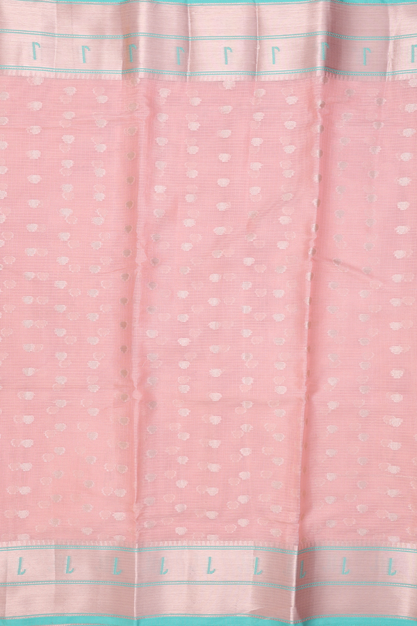 Kota Cotton Saree In Pink With Zari Buttas