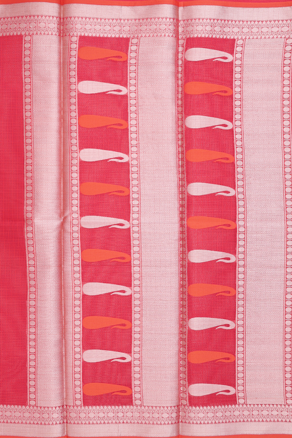 Kota Cotton Saree In Plain Red With Zari Border