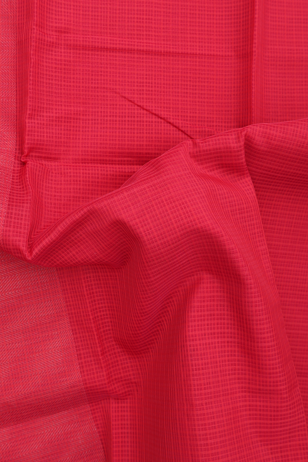 Kota Cotton Saree In Plain Red With Zari Border