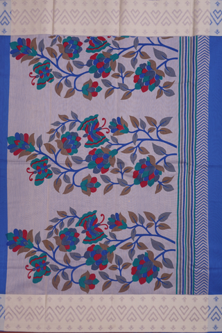Kota Cotton Saree In Plain Royal Blue With Contrast Border