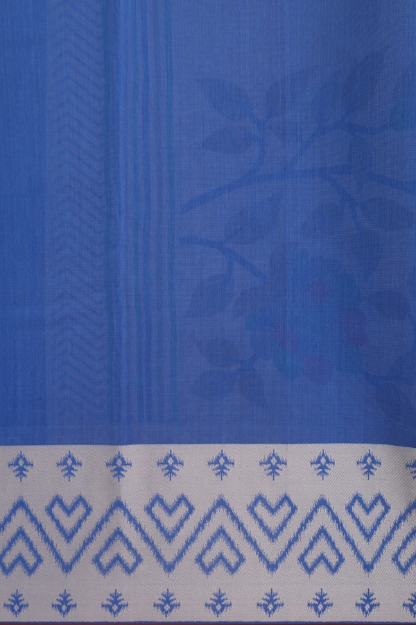 Kota Cotton Saree In Plain Royal Blue With Contrast Border