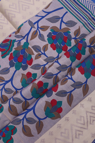 Kota Cotton Saree In Plain Royal Blue With Contrast Border