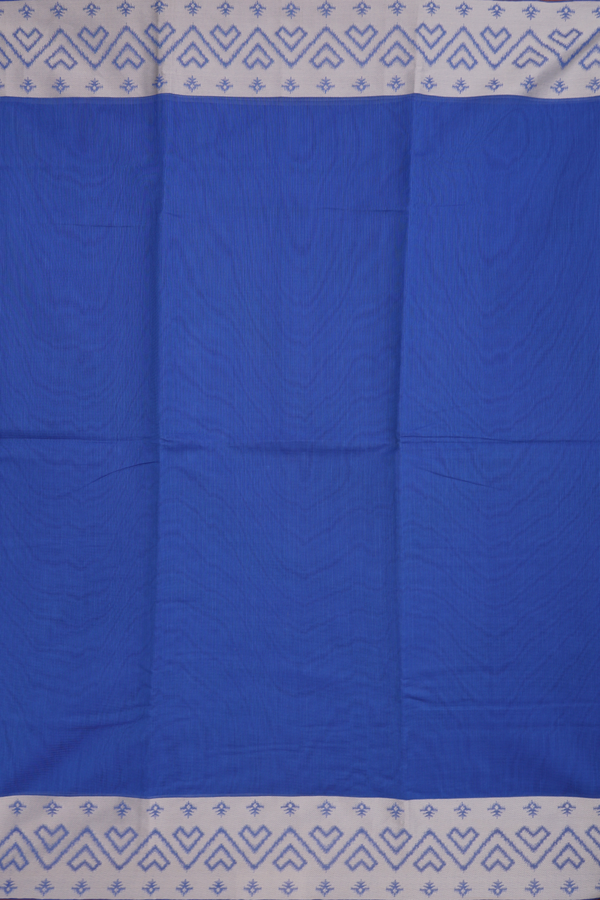 Kota Cotton Saree In Plain Royal Blue With Contrast Border