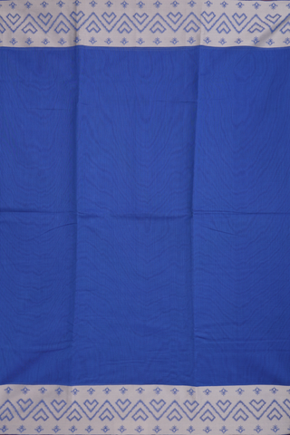 Kota Cotton Saree In Plain Royal Blue With Contrast Border