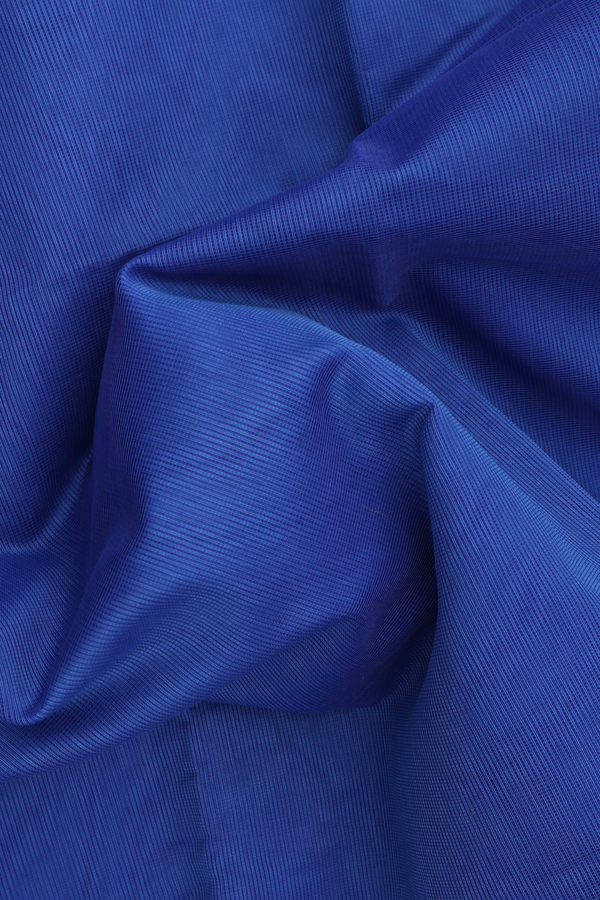 Kota Cotton Saree In Plain Royal Blue With Contrast Border