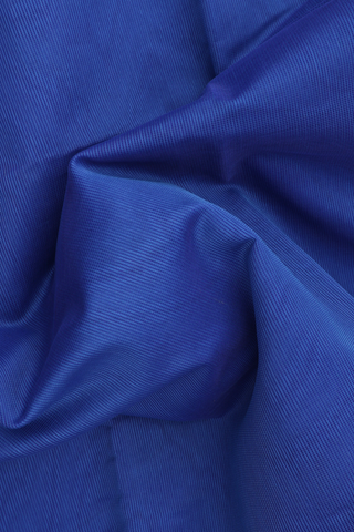 Kota Cotton Saree In Plain Royal Blue With Contrast Border