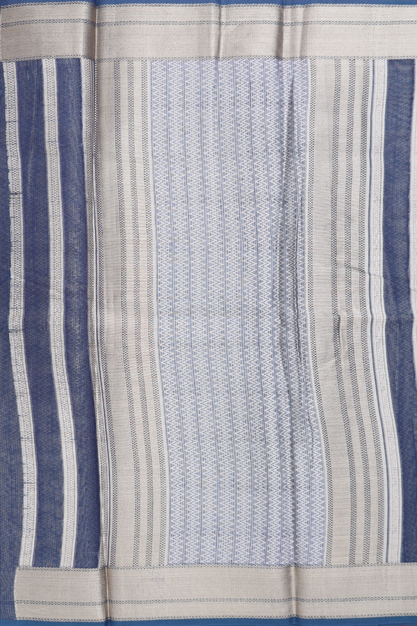Kota Cotton Saree In Prussian Blue With Diamond Design