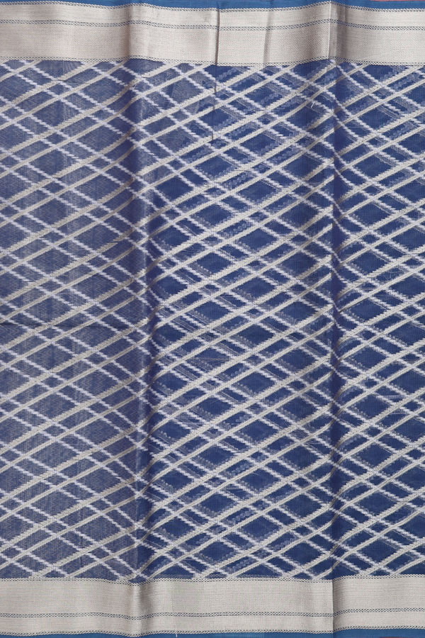Kota Cotton Saree In Prussian Blue With Diamond Design