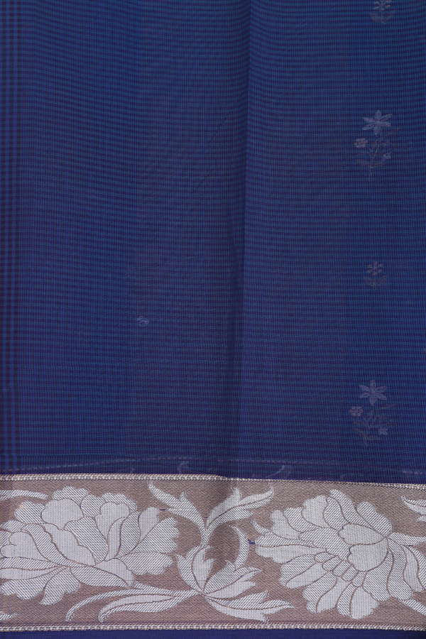 Kota Cotton Saree In Prussian Blue With Floral Buttas
