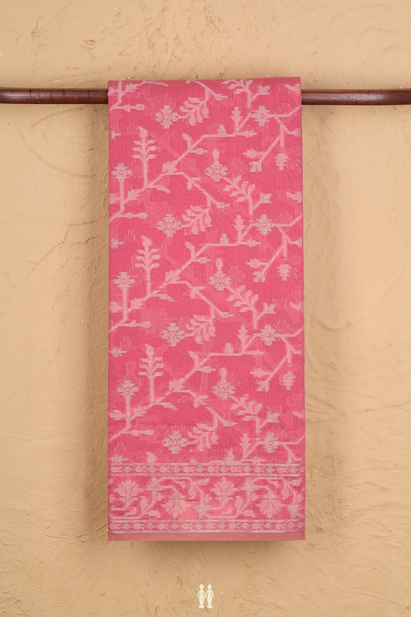 Kota Cotton Saree In Punch Pink With Allover Design