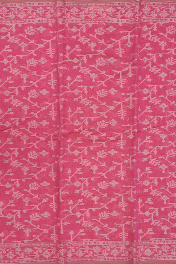 Kota Cotton Saree In Punch Pink With Allover Design