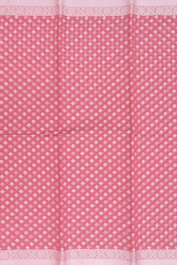Kota Cotton Saree In Punch Pink With Threadwork Buttas