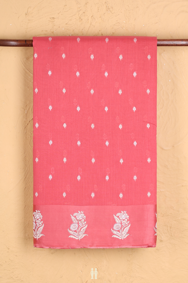 Kota Cotton Saree In Punch Pink With Zari Buttis