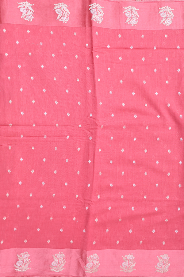 Kota Cotton Saree In Punch Pink With Zari Buttis