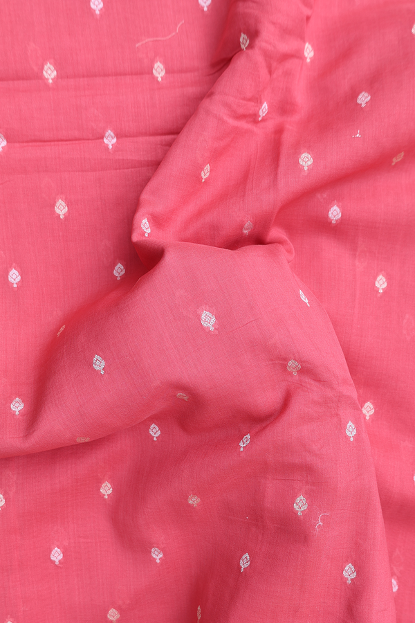 Kota Cotton Saree In Punch Pink With Zari Buttis