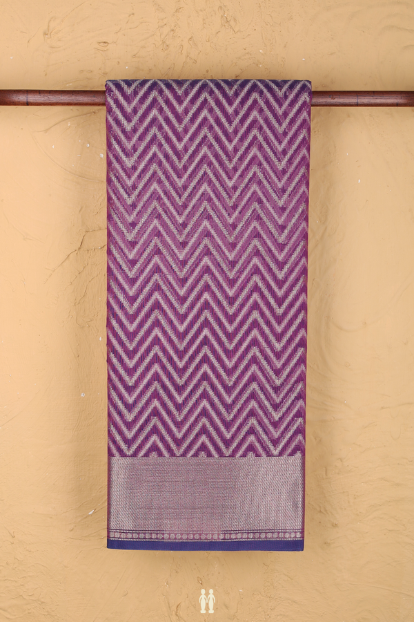 Kota Cotton Saree In Purple With Chevron Design